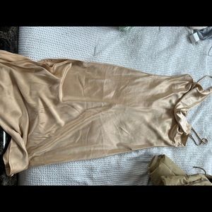 Princess Polly gold slit midaxi dress